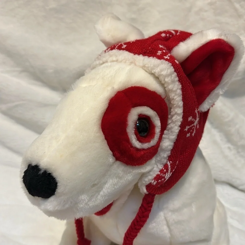 BullsEye the Target Mascot Dog Bull Terrier Plush Stuffed Dog  DHC Snowflake Hat